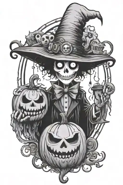 Tim Burton trick or treat  tattoo design idea