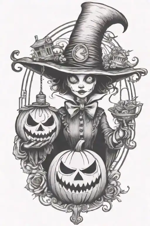 alice in wonderland trick or treat  tattoo design idea