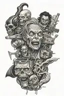 scary movie theme tattoo design idea