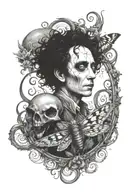 Tim Burton horror theme death moth emerging tattoo design idea