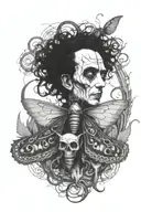 Tim Burton horror theme death moth emerging tattoo design idea