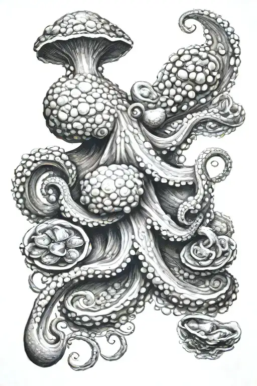 octopus and oysters tattoo design idea