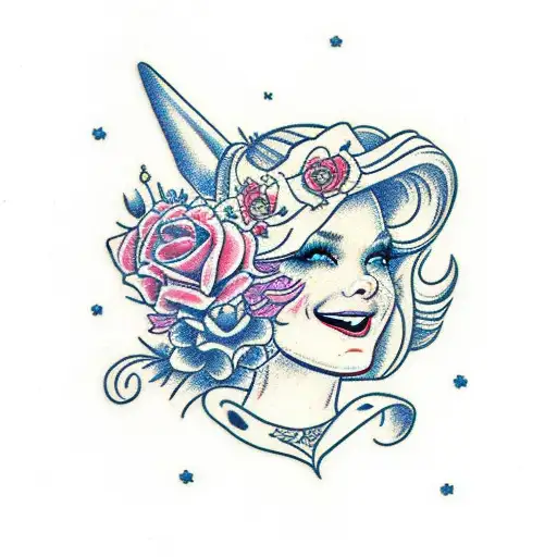 alice im Wunderland mit Blumen tattoo design idea
