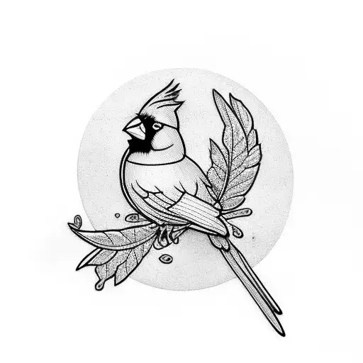 Cardinal and blue butterfly tattoo design idea
