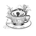 A scuba diving octopus holding a steaming cup of coffee tattoo design idea