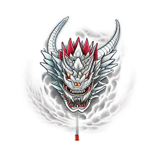 dragón japonés o chino, que suba por el brazo rodeándolo llegando al hombro y terminando con la cabeza en el pedo tattoo design idea