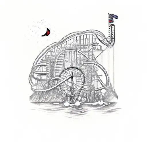 An intricate sketch of a roller coaster in motion tattoo design idea