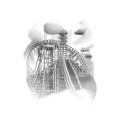An intricate sketch of a roller coaster in motion tattoo design idea