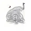 An intricate sketch of a roller coaster in motion tattoo design idea