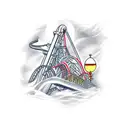 An intricate sketch of a roller coaster in motion tattoo design idea