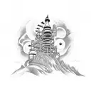 An intricate sketch of a roller coaster in motion tattoo design idea