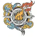 fire out lined with blue  tattoo design idea