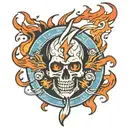 fire out lined with blue  tattoo design idea