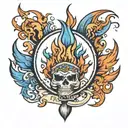 fire out lined with blue  tattoo design idea