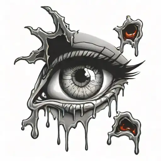 eyeball with blood dripping tattoo design idea