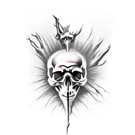 Wicked Skull Cross Tattoo Design