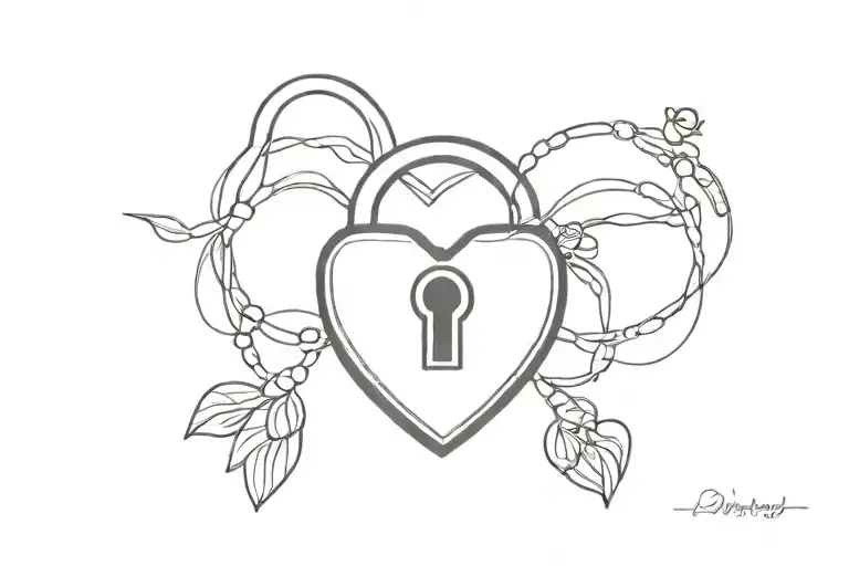 heart padlock tattoo design idea