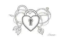 heart padlock tattoo design idea