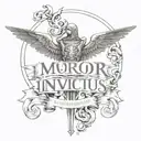 morior Invictus text tattoo design idea