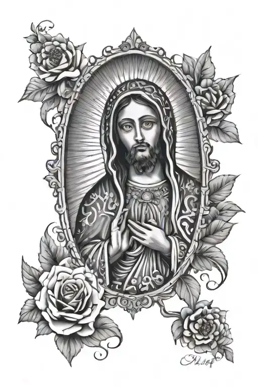 Virgin of Guadalupe, St. Jude Thaddeus, Jesus Christ tattoo design idea