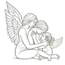 a mother, a angel, hidden 3  tattoo design idea