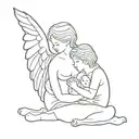 a mother, a angel, hidden 3  tattoo design idea