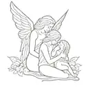 a mother, a angel, hidden 3  tattoo design idea