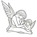 a mother, a angel, hidden 3  tattoo design idea