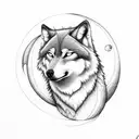 Wolf with moon from treasure planet tattoo design idea