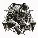 Drywall worker with tools in hands tattoo design idea