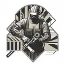 Drywall worker with tools in hands tattoo design idea