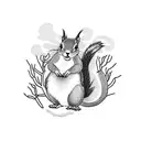 squirrel in willow tree tattoo design idea