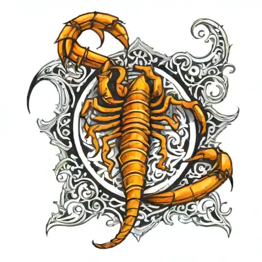 The tattoo design featuring a scorpion forming a shield in Mahori style is ready for review. It reflects the symmetry an tattoo design idea