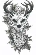 wolf and deer skull tattoo design idea