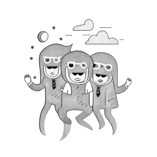 dad and two children tattoo design idea