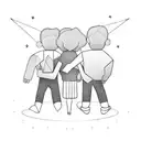 dad and two children tattoo design idea