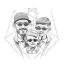 dad and two children tattoo design idea