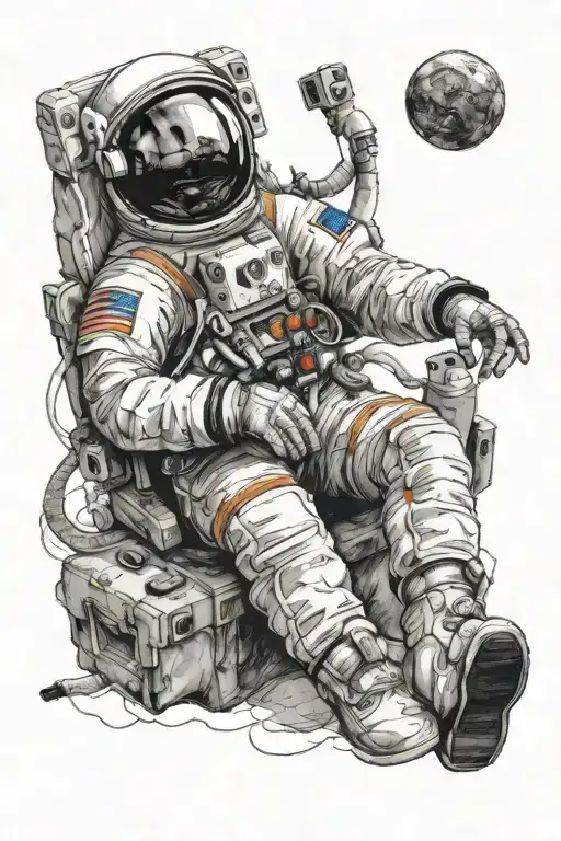 space astronaut sitting tattoo design idea