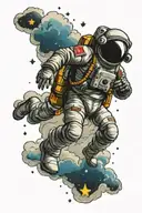 clouds stars astronaut floating in space tattoo design idea