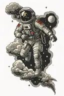 clouds stars astronaut floating in space tattoo design idea