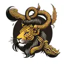 Lord Shiva half with Trishul merging and a lion eagle and snake tattoo design idea