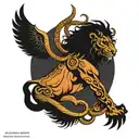 Lord Shiva half with Trishul merging and a lion eagle and snake tattoo design idea