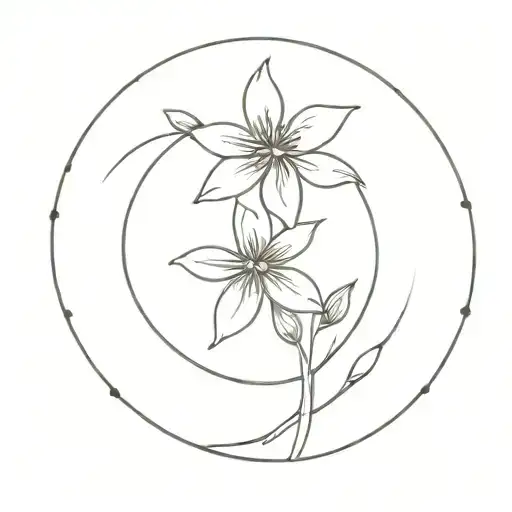 jasmin flower tattoo geometric design logo in circle  tattoo design idea