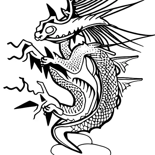 dragon sleep in forest with crown on his head and parrot by his side wearing flipflops tattoo design idea