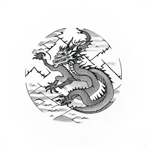 dragon sleep in forest tattoo design idea