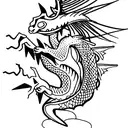 dragon sleep in forest with crown on his head and parrot by his side wearing flipflops tattoo design idea