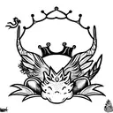 dragon sleep in forest with crown on his head and parrot by his side wearing flipflops tattoo design idea