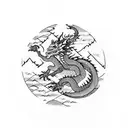 dragon sleep in forest tattoo design idea