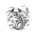 dragon sleep in forest tattoo design idea