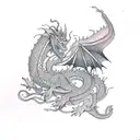 dragon sleep in forest tattoo design idea